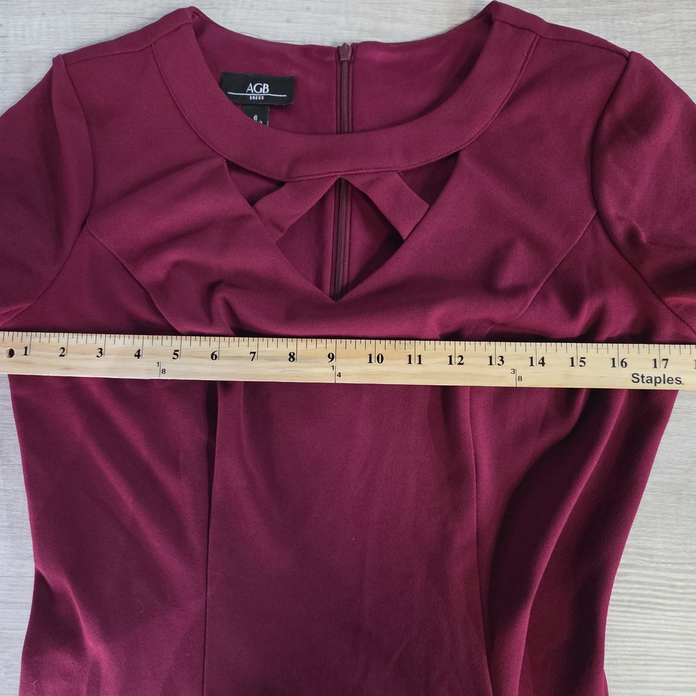 AGB Women's Mini Dress in Rich Burgundy Size 6 - Picture 5 of 5